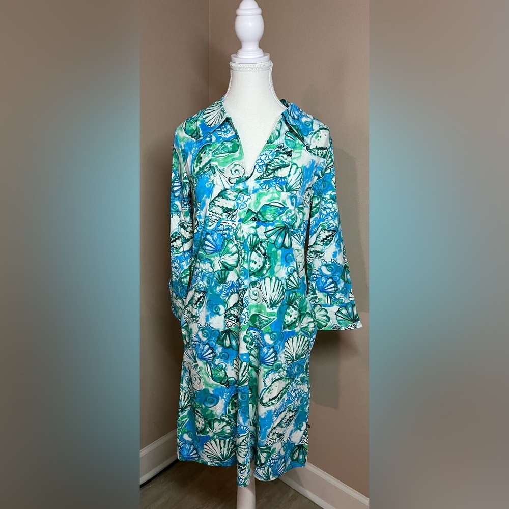 NWT Banana Boat UPF 50+ Colar Print Dress UV Sun Protection Monaco-Aqua W Medium